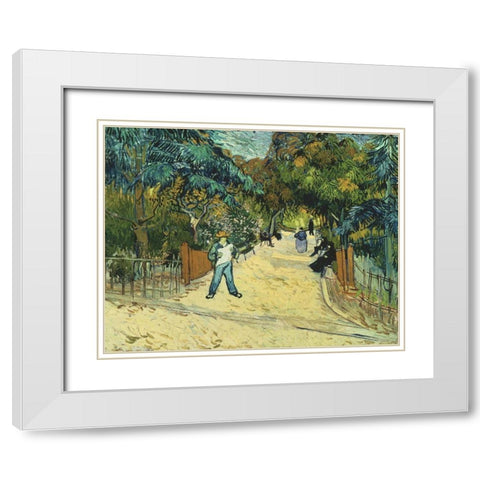 Entrance to the Public Gardens in Arle White Modern Wood Framed Art Print with Double Matting by van Gogh, Vincent