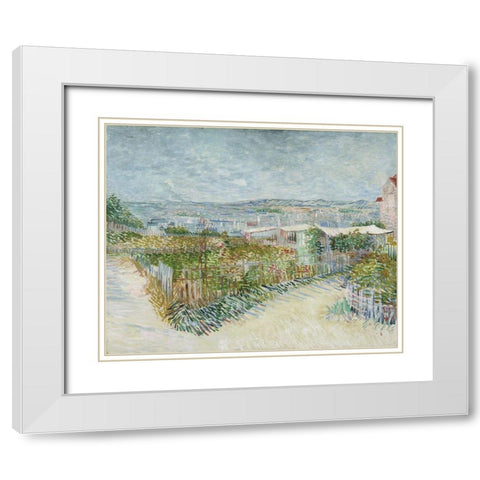 Montmartre, behind the Moulin de la Galette White Modern Wood Framed Art Print with Double Matting by van Gogh, Vincent