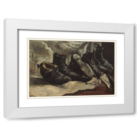 Three pairs of shoes White Modern Wood Framed Art Print with Double Matting by van Gogh, Vincent
