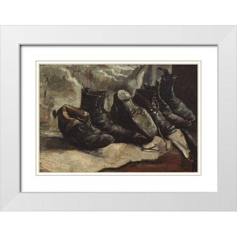 Three pairs of shoes White Modern Wood Framed Art Print with Double Matting by van Gogh, Vincent
