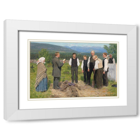 Peasant burial White Modern Wood Framed Art Print with Double Matting by Werenskiold, Erik
