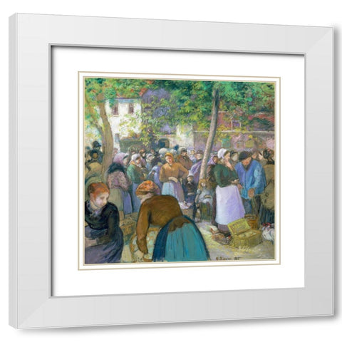 Poultry Market at Gisors White Modern Wood Framed Art Print with Double Matting by Pissarro, Camille