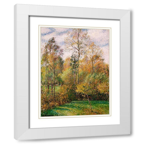 Automne, Peupliers, Eragny White Modern Wood Framed Art Print with Double Matting by Pissarro, Camille