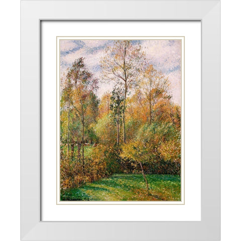 Automne, Peupliers, Eragny White Modern Wood Framed Art Print with Double Matting by Pissarro, Camille