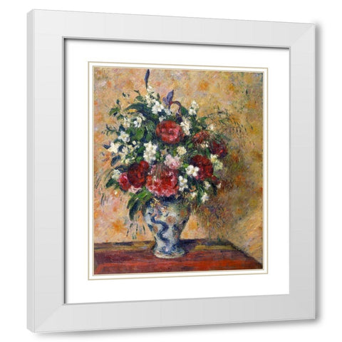 Still life with peonies and mock orange White Modern Wood Framed Art Print with Double Matting by Pissarro, Camille