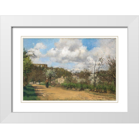 View from Louveciennes White Modern Wood Framed Art Print with Double Matting by Pissarro, Camille