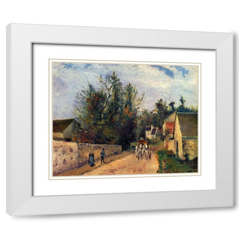The diligence, route dEnnery at lHermitage, Pontoise White Modern Wood Framed Art Print with Double Matting by Pissarro, Camille