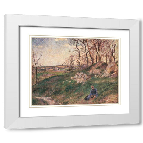 Les Carrieres du Chou, Pontoise White Modern Wood Framed Art Print with Double Matting by Pissarro, Camille