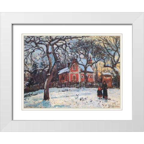 Chestnut trees in Louveciennes White Modern Wood Framed Art Print with Double Matting by Pissarro, Camille