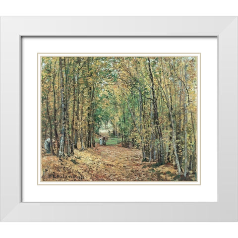 Avenue in the Parc de Marly White Modern Wood Framed Art Print with Double Matting by Pissarro, Camille