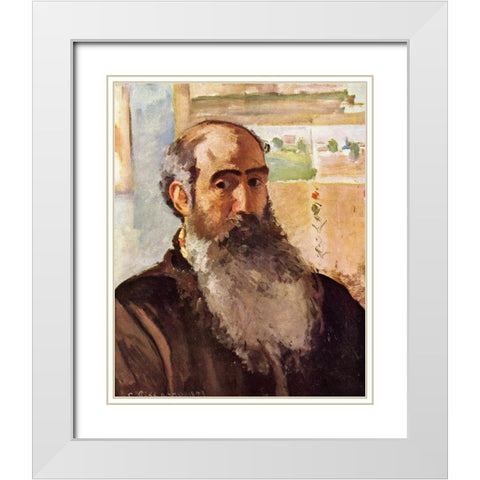 Self-portrait White Modern Wood Framed Art Print with Double Matting by Pissarro, Camille