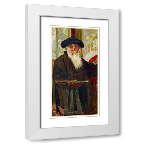Self Portrait White Modern Wood Framed Art Print with Double Matting by Pissarro, Camille