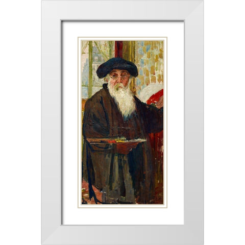 Self Portrait White Modern Wood Framed Art Print with Double Matting by Pissarro, Camille
