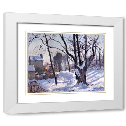 Winter Landscape in Loiveciennes White Modern Wood Framed Art Print with Double Matting by Pissarro, Camille