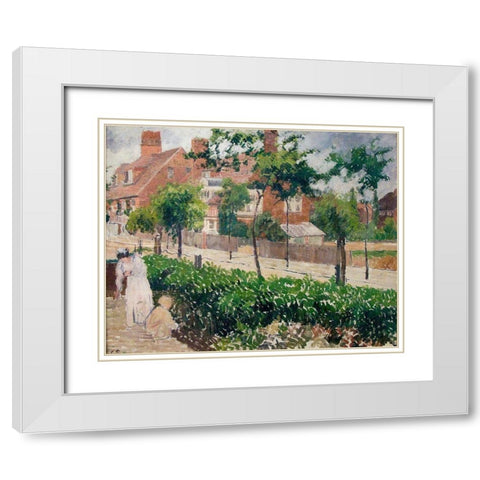 Bath Road, London White Modern Wood Framed Art Print with Double Matting by Pissarro, Camille