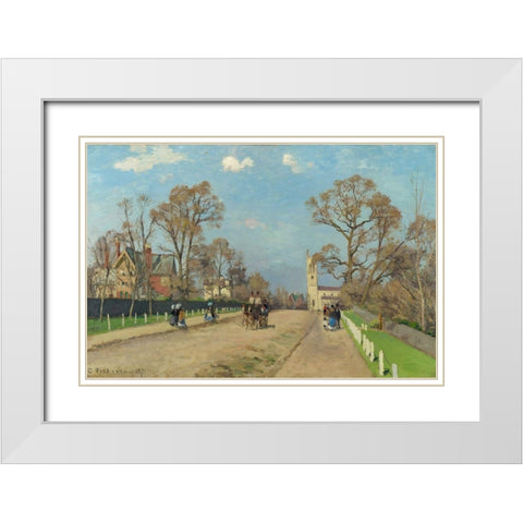The Avenue, Sydenham White Modern Wood Framed Art Print with Double Matting by Pissarro, Camille
