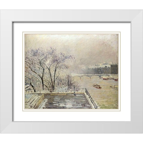 The Louvre under Snow White Modern Wood Framed Art Print with Double Matting by Pissarro, Camille