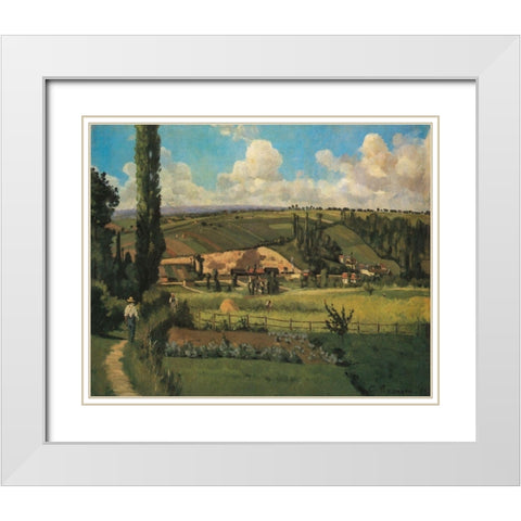 Landscape at Les Patis, Pontoise White Modern Wood Framed Art Print with Double Matting by Pissarro, Camille