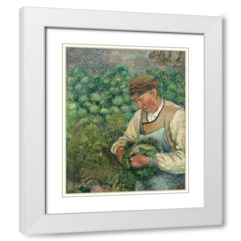 The Gardener - Old Peasant with Cabbage White Modern Wood Framed Art Print with Double Matting by Pissarro, Camille