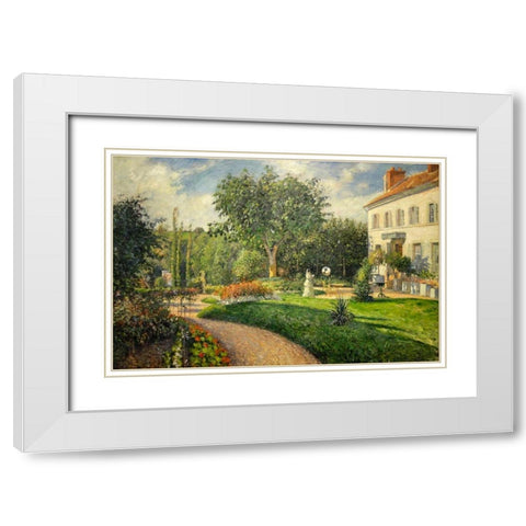 The Garden of Les Mathurins at Pontoise White Modern Wood Framed Art Print with Double Matting by Pissarro, Camille