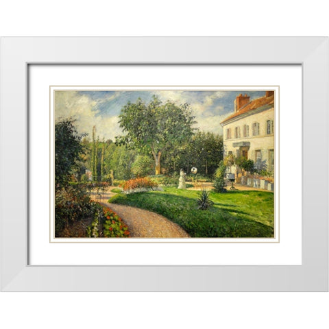 The Garden of Les Mathurins at Pontoise White Modern Wood Framed Art Print with Double Matting by Pissarro, Camille