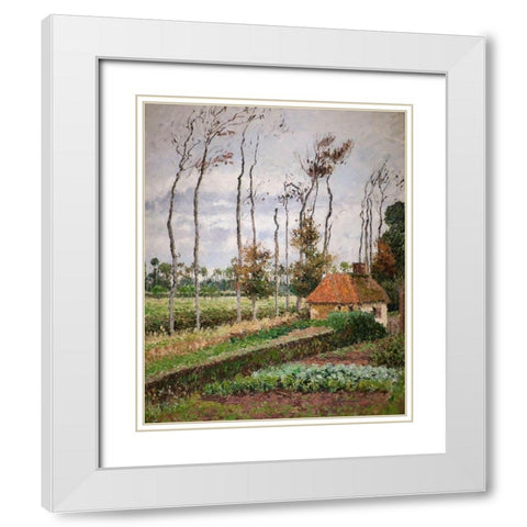 Landscape at Varengeville, Gray Weather White Modern Wood Framed Art Print with Double Matting by Pissarro, Camille