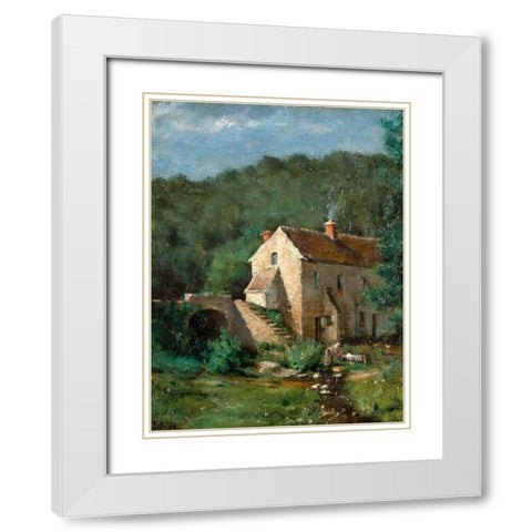The Old Mill White Modern Wood Framed Art Print with Double Matting by Weir, J Alden