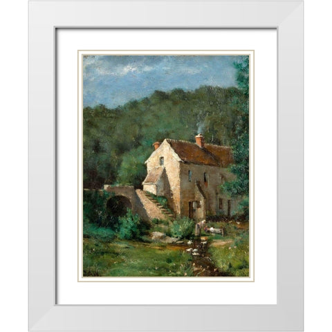 The Old Mill White Modern Wood Framed Art Print with Double Matting by Weir, J Alden