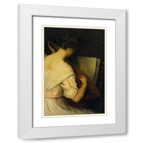 The Lute Player White Modern Wood Framed Art Print with Double Matting by Weir, J Alden