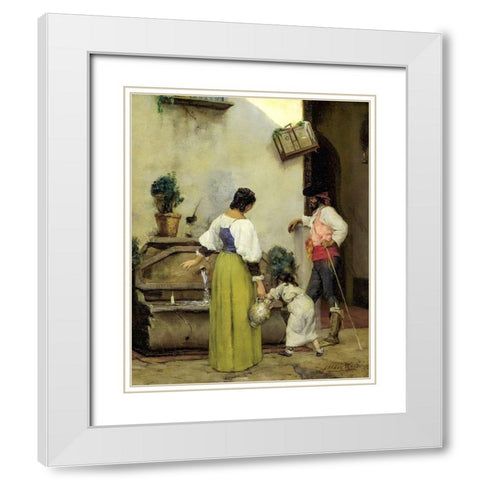 At the Water Trough White Modern Wood Framed Art Print with Double Matting by Weir, J Alden