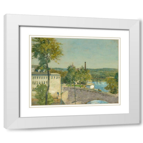 U.S. Thread Company Mills-Willimantic-Connecticut White Modern Wood Framed Art Print with Double Matting by Weir, J Alden
