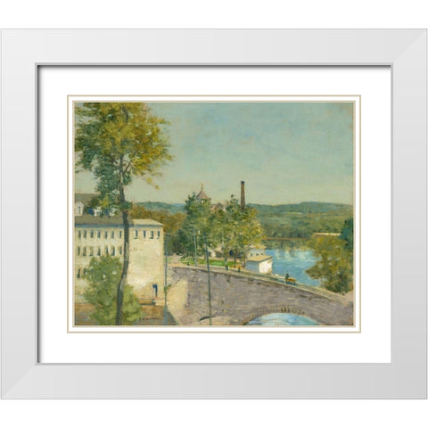 U.S. Thread Company Mills-Willimantic-Connecticut White Modern Wood Framed Art Print with Double Matting by Weir, J Alden