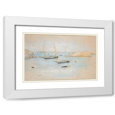 Boats White Modern Wood Framed Art Print with Double Matting by Weir, J Alden
