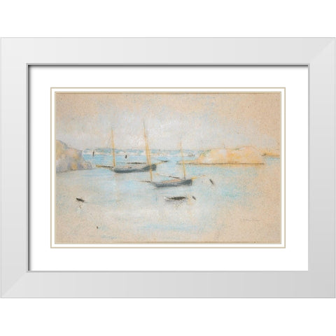 Boats White Modern Wood Framed Art Print with Double Matting by Weir, J Alden