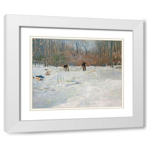 The Ice Cutters White Modern Wood Framed Art Print with Double Matting by Weir, J Alden