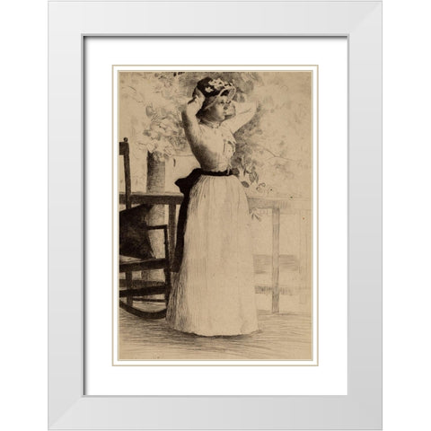 Portrait of Miss Hoe White Modern Wood Framed Art Print with Double Matting by Weir, J Alden