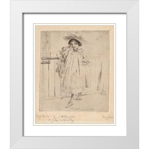 Young Girl with Large Hat White Modern Wood Framed Art Print with Double Matting by Weir, J Alden