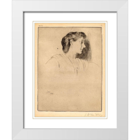 Profile Head of a Woman White Modern Wood Framed Art Print with Double Matting by Weir, J Alden