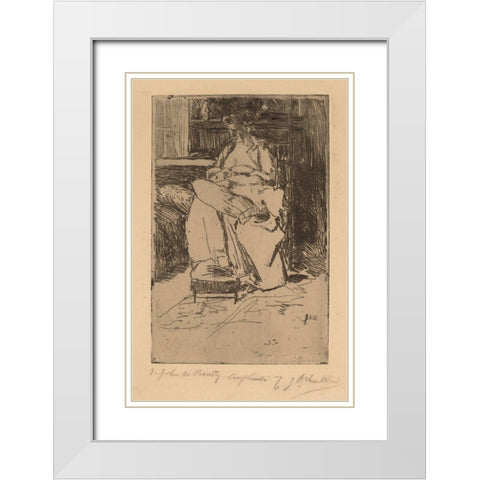 Mother and Child White Modern Wood Framed Art Print with Double Matting by Weir, J Alden
