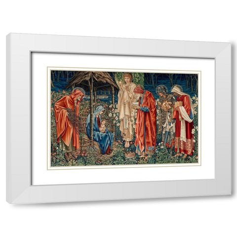 A Tapestry of The Adoration of the Magi White Modern Wood Framed Art Print with Double Matting by Burne-Jones, Edward