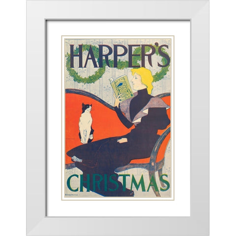 Harpers, Christmas White Modern Wood Framed Art Print with Double Matting by Penfield, Edward