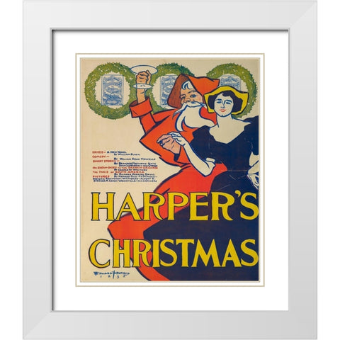 Harpers Christmas 1895 White Modern Wood Framed Art Print with Double Matting by Penfield, Edward