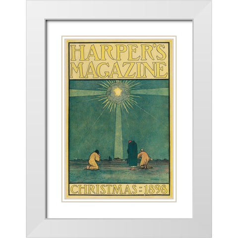 Harpers Magazine Christmas 1898 White Modern Wood Framed Art Print with Double Matting by Ellis, Harvey