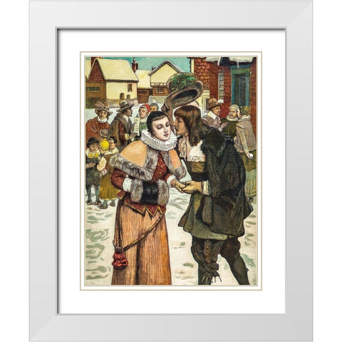 New Years Day in Old New York White Modern Wood Framed Art Print with Double Matting by Christmas Number of The Graphic