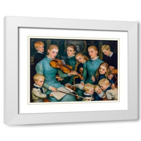 A Christmas Carol at Bracken Dene White Modern Wood Framed Art Print with Double Matting by Hughes, Arthur