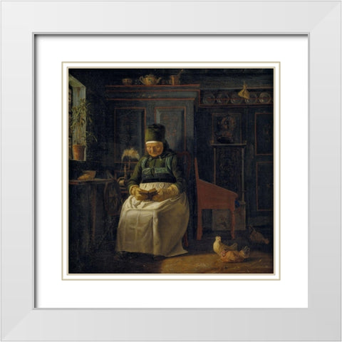 Christmas Morning in a Farmhouse White Modern Wood Framed Art Print with Double Matting by Dalsgaard, Christen