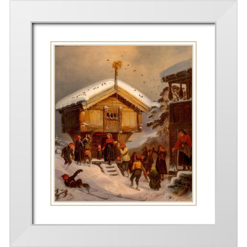 Traditions of Christmas White Modern Wood Framed Art Print with Double Matting by Tidemand, Adolph