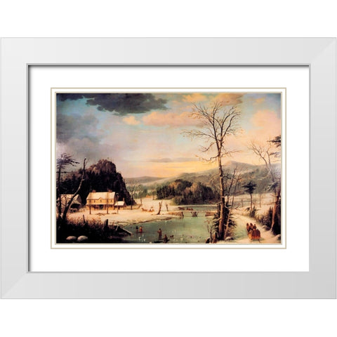 A Christmas Party White Modern Wood Framed Art Print with Double Matting by Durrie, George Henry