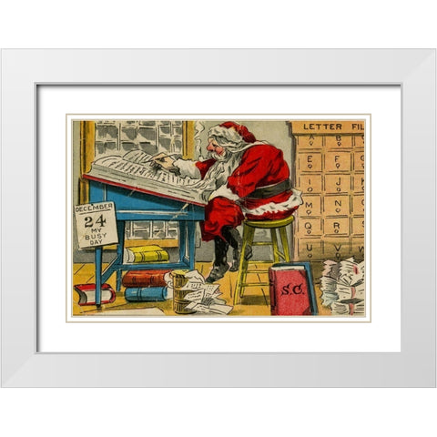 Christmas postcard White Modern Wood Framed Art Print with Double Matting by Indiana State Library