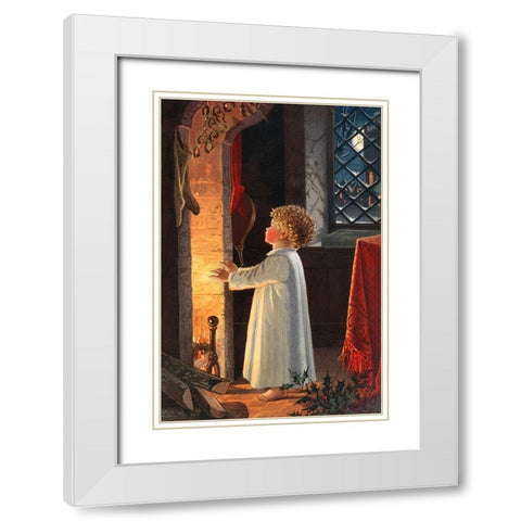 Christmas Child White Modern Wood Framed Art Print with Double Matting by Wallach, Miriam and Ira D